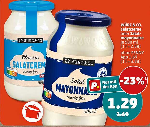 WÜRZ & CO. Salatcreme oder Salat-Mayonnaise je 500 ml