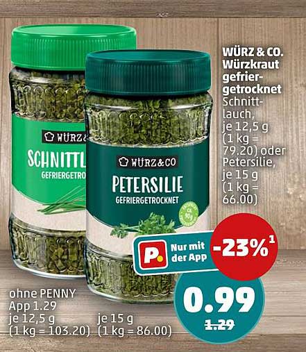 WÜRZ & CO. Würzkraut gefriergetrocknet Schnittlauch, je 12,5 g (1 kg = 79.20) oder Petersilie, je 15 g (1 kg = 66.00)