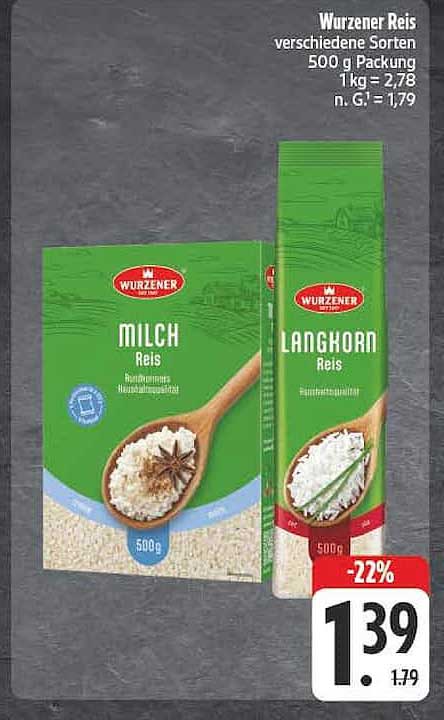 Wurzener Reis verschiedene Sorten 500 g Packung