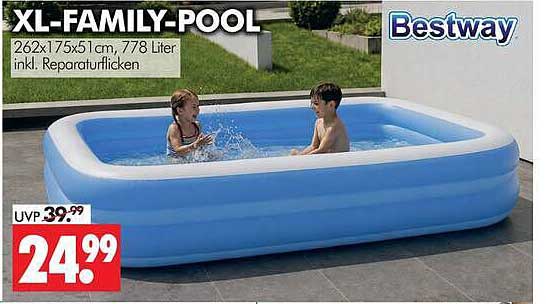 XL-FAMILY-POOL 262x175x51cm, 778 Liter inkl. Reparaturflicken
