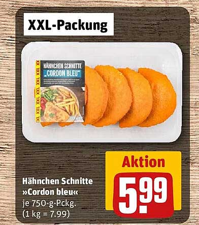 XXL-Packung Hähnchen Schnitte »Cordon bleu« je 750-g-Packg. (1 kg = 7.99)