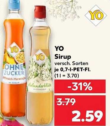 YO Sirup versch. Sorten je 0,7-l-PET-Fl. (1 l = 3.70)