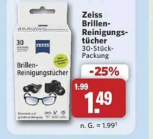 Zeiss Brillen-Reinigungstücher 30-Stück-Packung