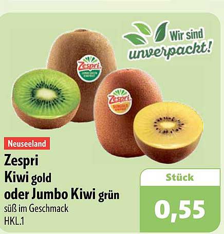 Zespri Kiwi gold oder Jumbo Kiwi grün