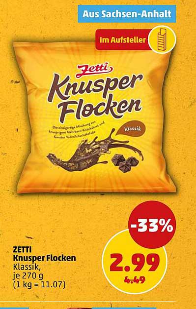 Zetti Knusper Flocken Klassik, je 270 g (1 kg = 11.07)