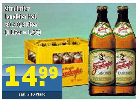 Zirndorfer Landbier Hell 20 x 0,5 Liter (1 Liter = 1,50)