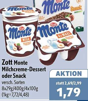 Zott Monte Milchcreme-Dessert oder Snack