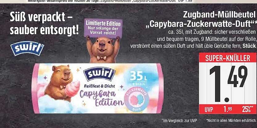 Zugband-Müllbeutel „Capybara-Zuckerwatte-Duft“*