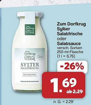 Zum Dorfkrug Sylter Salatfrische oder Salatsauce versch. Sorten 250-ml-Flasche (1 l = 6.76)
