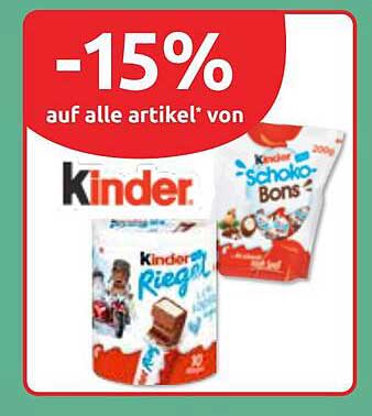 15% Rabatt auf alle Artikel von Kinder