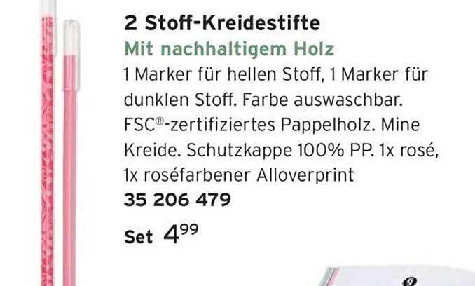 2 Stoff-Kreidestifte mit nachhaltigem Holz