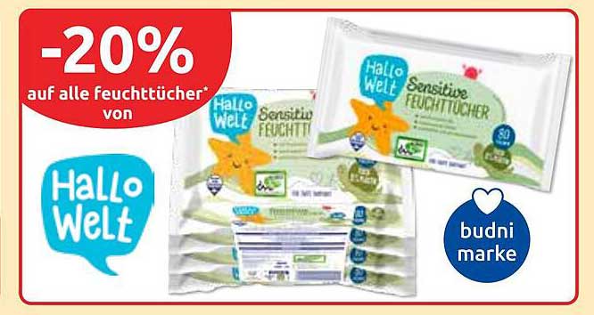 -20% auf alle feuchttücher von Hallo Welt