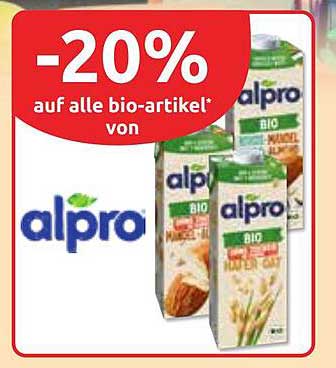 20% Rabatt auf alle Bio-Artikel von Alpro