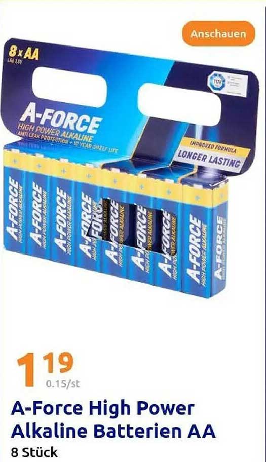 A-Force High Power Alkaline Batterien AA (8 Stück)