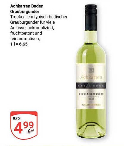 Achkarren Baden Grauburgunder Trocken 0,75l