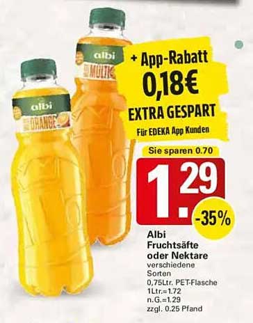 Albi Fruchtsäfte oder Nektare - verschiedene Sorten
