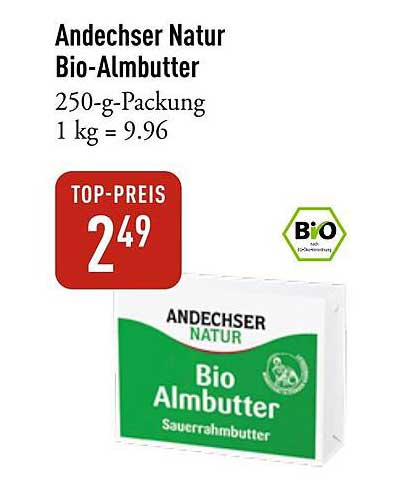 Andechser Natur Bio-Almbutter 250-g-Packung