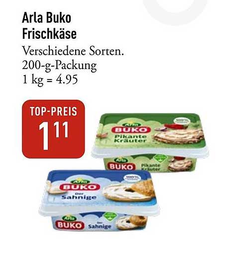 Arla Buko Frischkäse – Verschiedene Sorten, 200-g-Packung