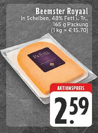 Beemster Royaal in Scheiben, 48% Fett i. Tr., 165 g Packung