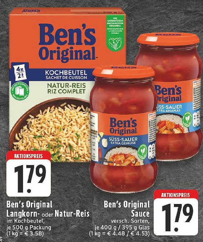 Ben's Original Langkorn- oder Natur-Reis und Sauce