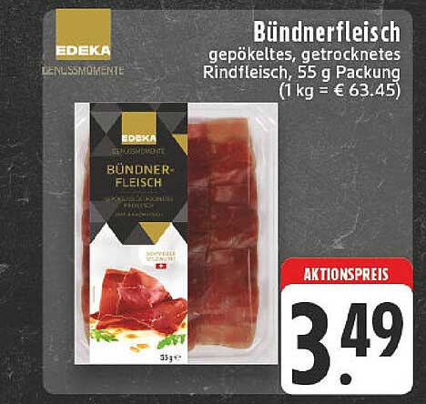 Bündnerfleisch - gepökeltes, getrocknetes Rindfleisch