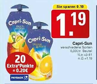 Capri-Sun verschiedene Sorten 0,33L Beutel