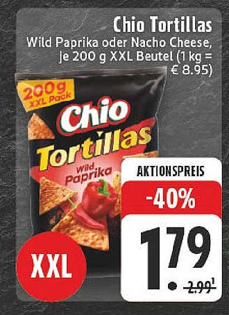 Chio Tortillas Wild Paprika oder Nacho Cheese 200 g XXL Beutel