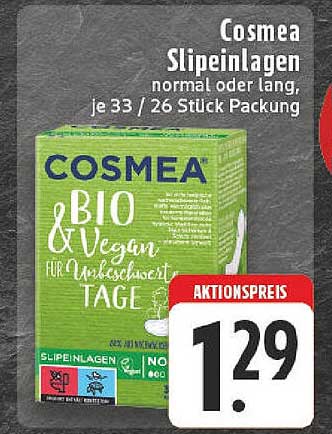 Cosmea Slipeinlagen normal oder lang, je 33 / 26 Stück Packung