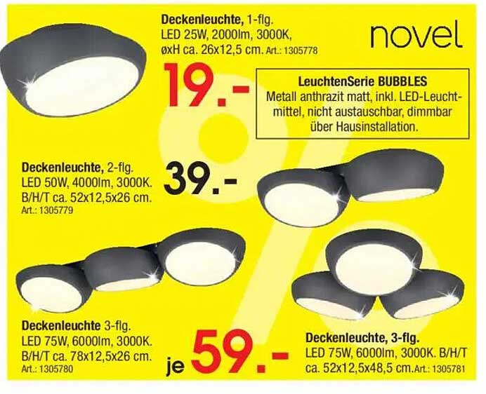 Deckenleuchte, 1-flg, LED 25W, 2000lm, 3000K