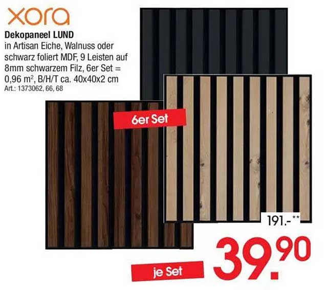 Dekopaneel LUND in Artisan Eiche, Walnuss oder schwarz