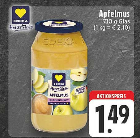 EDEKA Herzstücke Apfelmus 710 g Glas