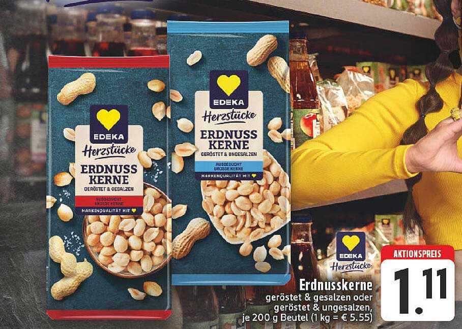 EDEKA Herzstücke Erdnusskerne geröstet & gesalzen oder ungesalzen