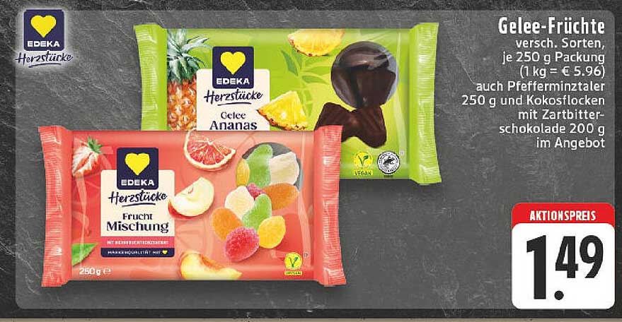 EDEKA Herzstücke Gelee-Früchte – verschiedene Sorten, je 250 g