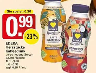 EDEKA Herzstücke Kaffeedrink verschiedene Sorten 330ml Flasche