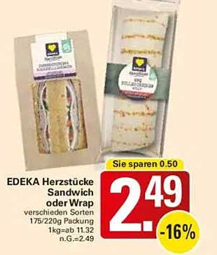 EDEKA Herzstücke Sandwich oder Wrap