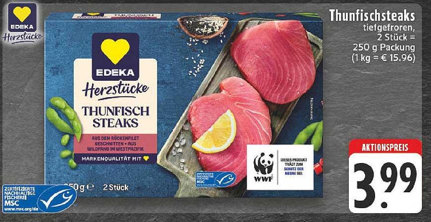 EDEKA Herzstücke Thunfischsteaks, tiefgefroren, 2 Stück