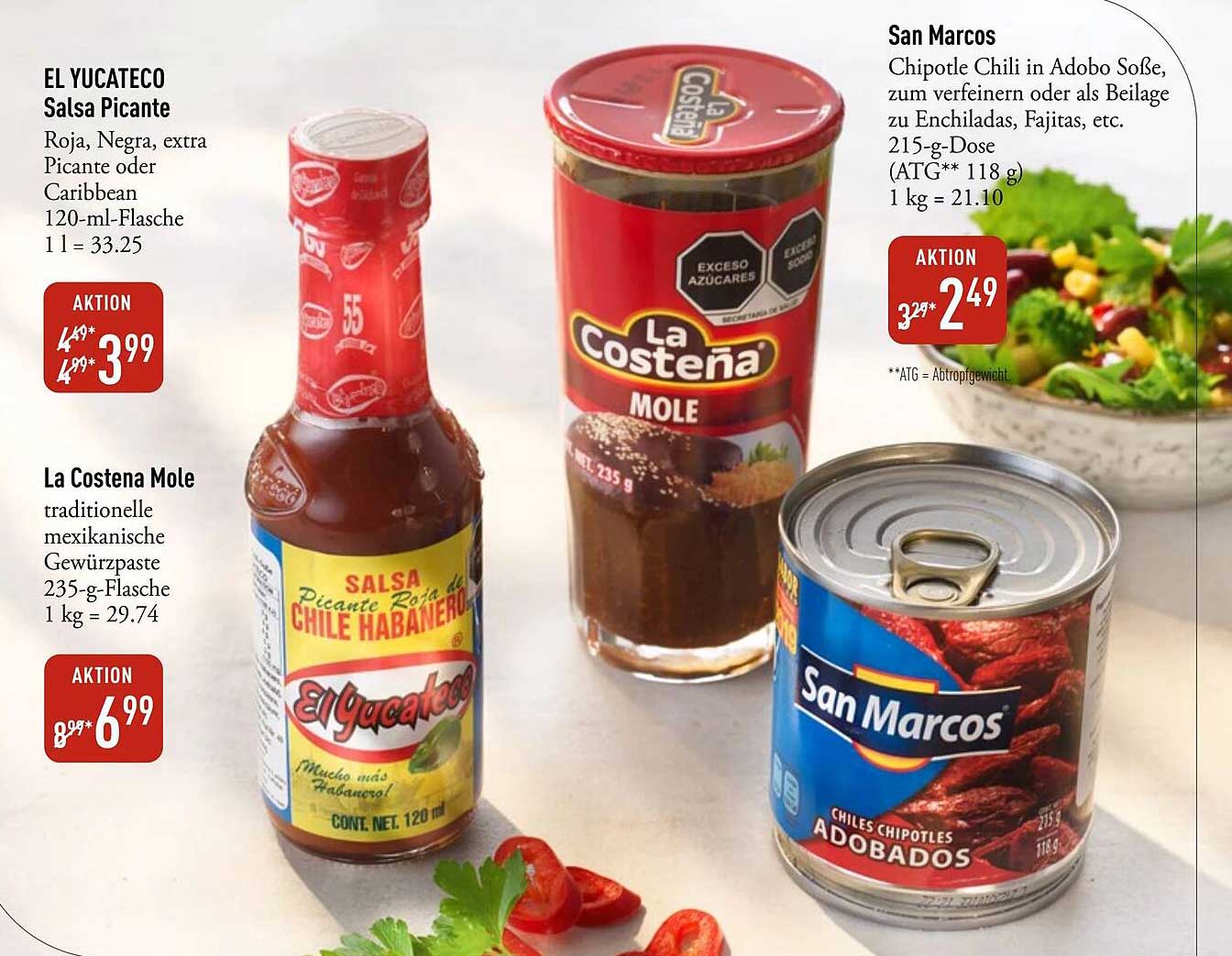 EL YUCATECO Salsa Picante oder La Costena Mole