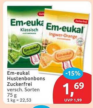 Em-eukal Hustenbonbons zuckerfrei - Verschiedene Sorten 75 g