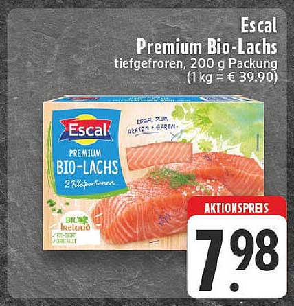 Escal Premium Bio-Lachs tiefgefroren, 200 g Packung