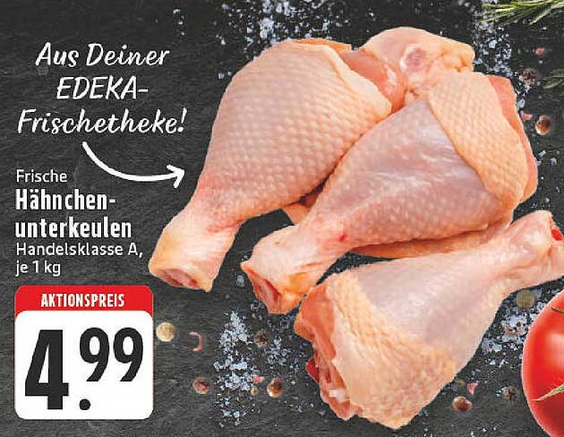 Frische Hähnchenunterkeulen Handelsklasse A, je 1 kg