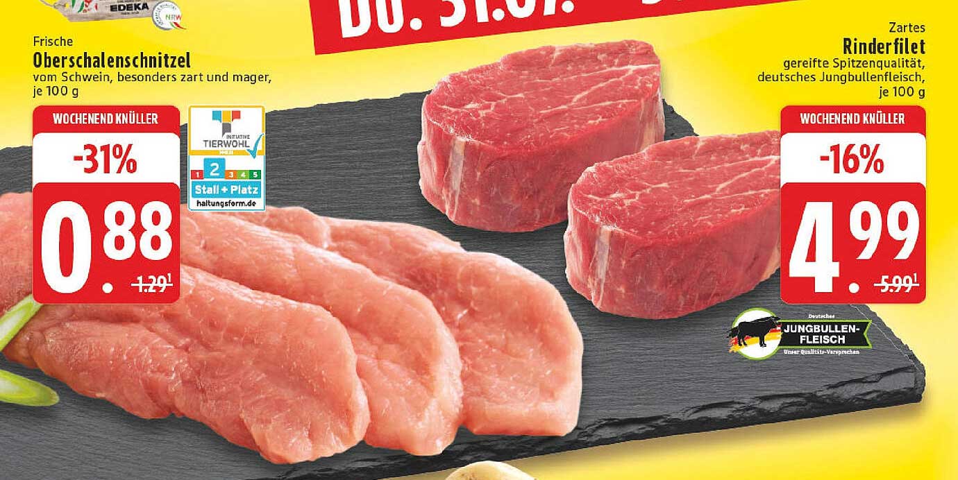 Frische Oberschalenschnitzel vom Schwein, besonders zart und mager, je 100 g
