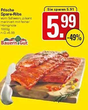 Frische Spare-Ribs vom Schwein, pikant mariniert mit feiner Honignote, 1000g