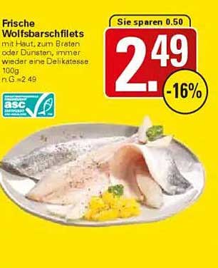 Frische Wolfsbarschfilets mit Haut, zum Braten oder Dünsten