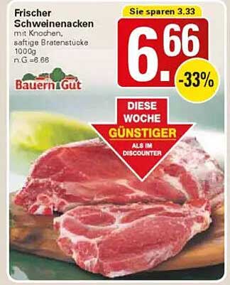 Frischer Schweinenacken mit Knochen, saftige Bratenstücke