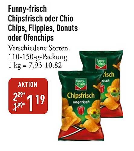 Funny-frisch Chipsfrisch oder Chio Chips, Flippies, Donuts oder Ofenchips