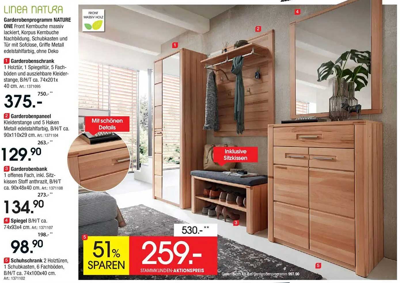Garderobenprogramm NATURE ONE - Aktionspreis