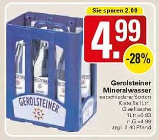 Gerolsteiner Mineralwasser - Kiste 6x1L