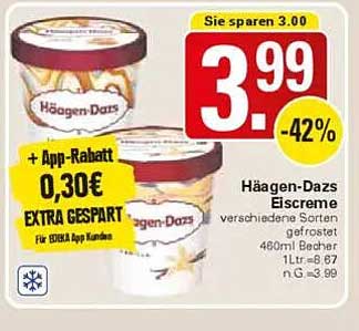 Häagen-Dazs Eiscreme verschiedene Sorten gefrostet