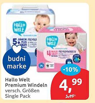 Hallo Welt Premium Windeln versch. Größen Single Pack