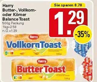 Harry Butter-, Vollkorn- oder Körner Balance Toast 500g